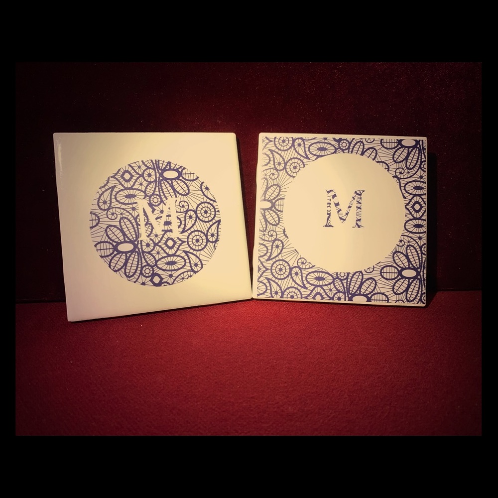 Monogrammed tile coaster